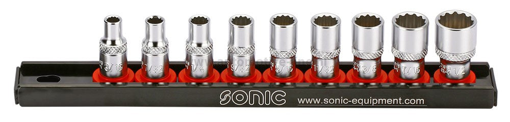 Set 1/4” douilles courtes 12pans 9pcs