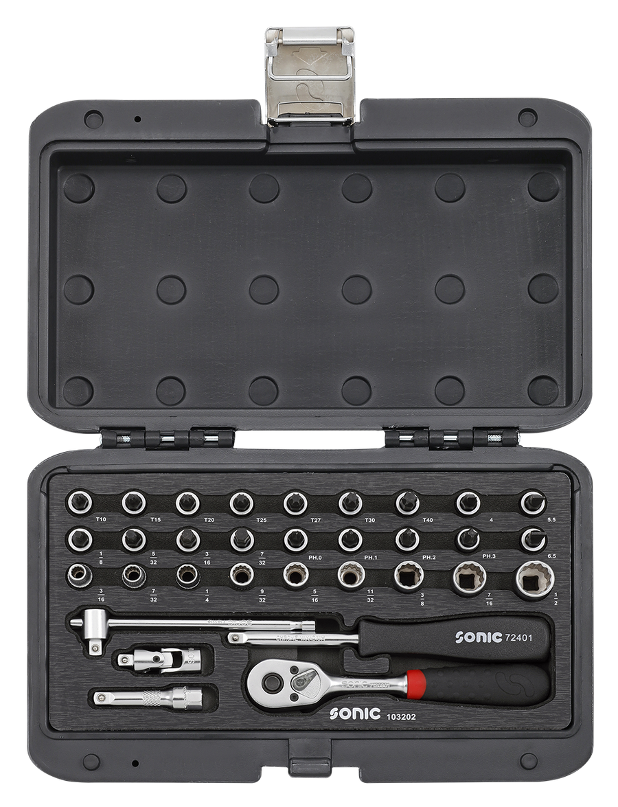 Coffret douilles 1/4” 12pans 32 pcs
