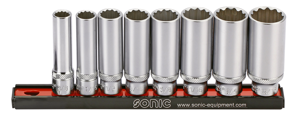 Set 3/8” douilles longues 12pans 8pcs