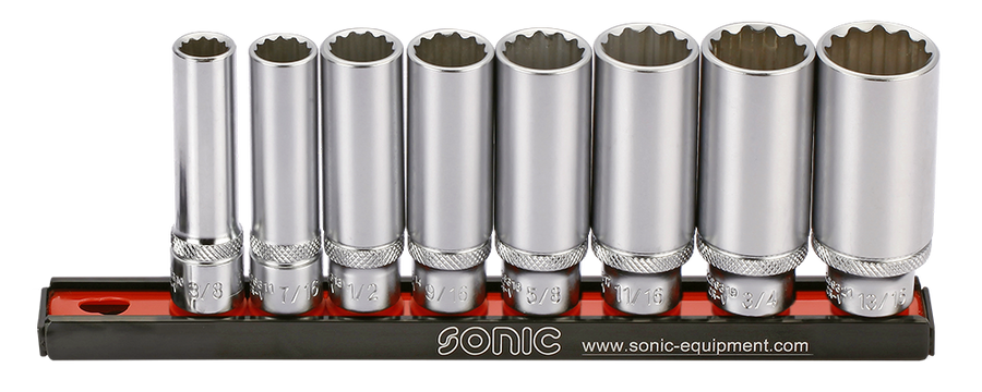 Set 3/8” douilles longues 12pans 8pcs