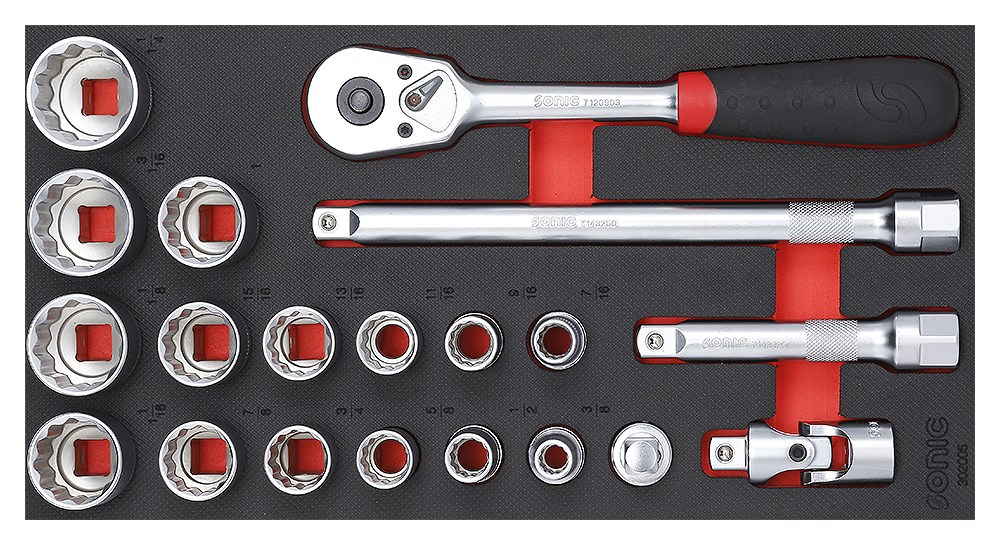 Set 1/2” douilles SAE + acc. 20 pcs