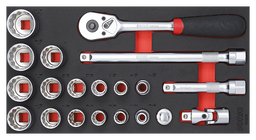 Set 1/2” douilles SAE + acc. 20 pcs