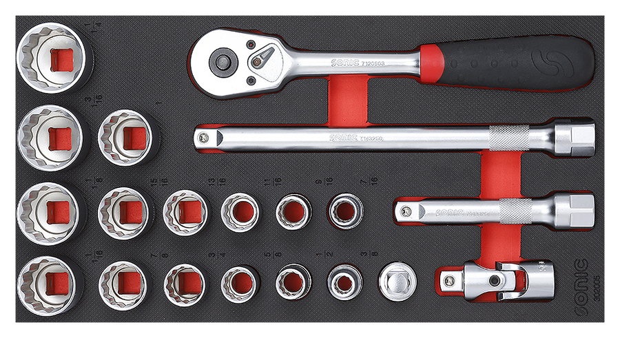 Set 1/2” douilles SAE + acc. 20 pcs