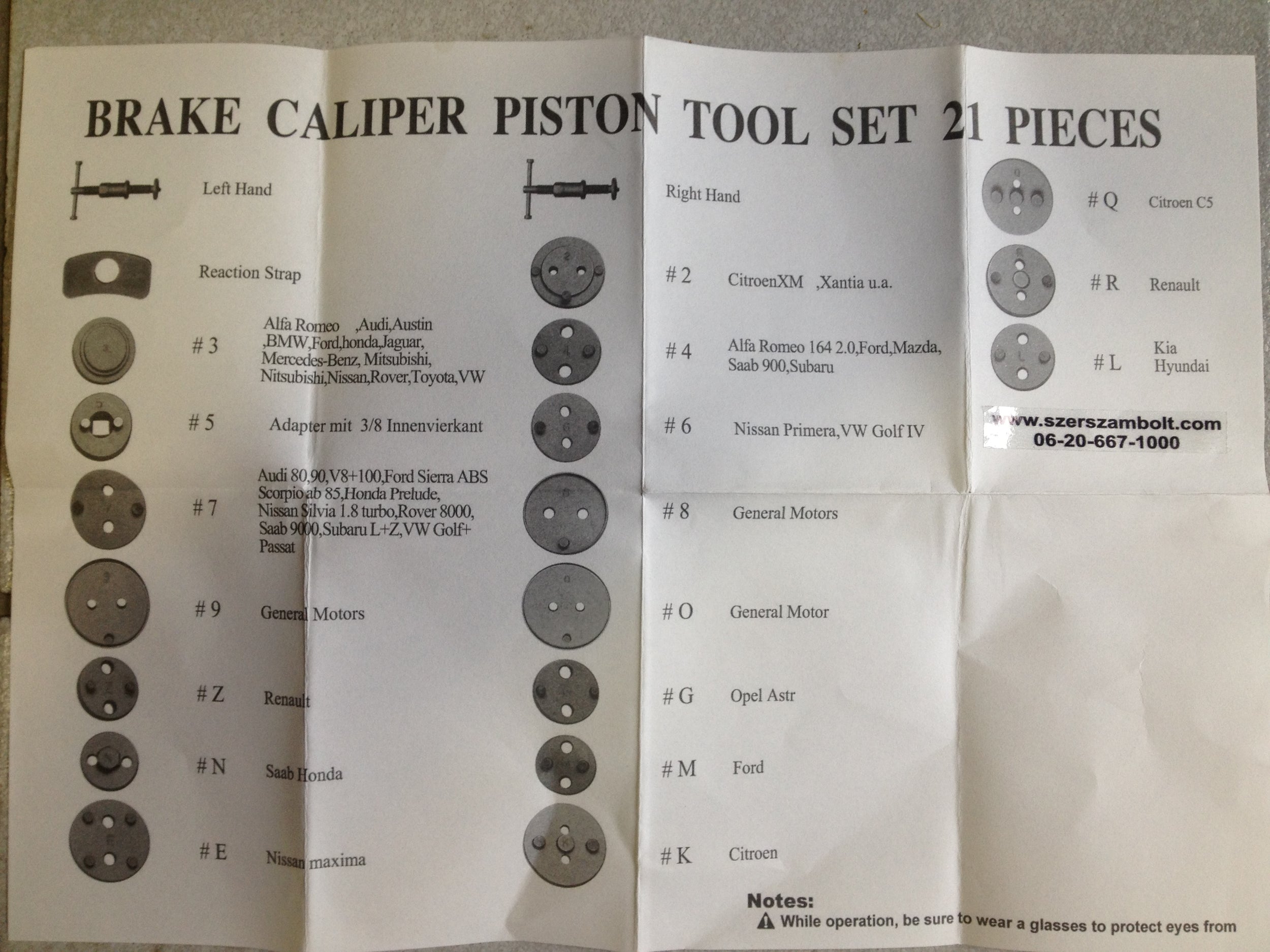 Set d’outils repousse piston de freins 21 Pcs