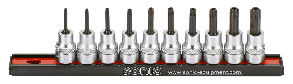 Set embouts Tx troués sur douilles (10pc-3/8")