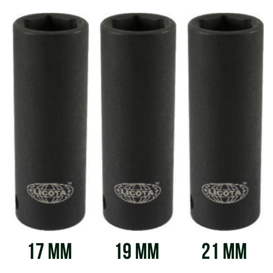 Set 3 douilles longues à chocs 1/2”