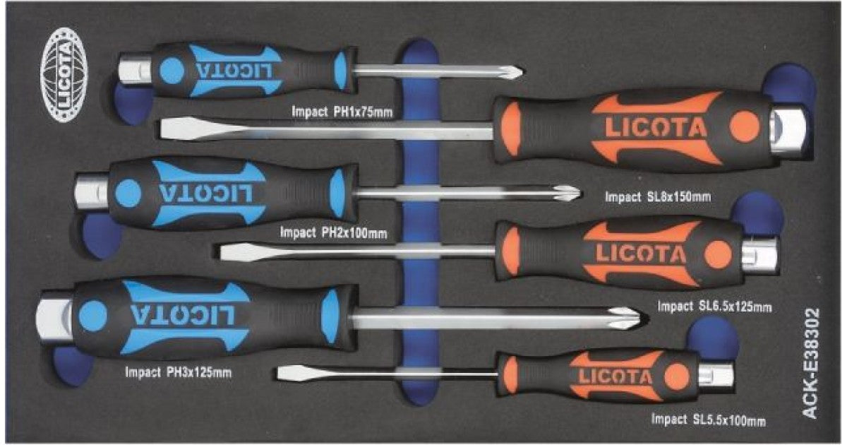 Set mousse 6 tournevis impact