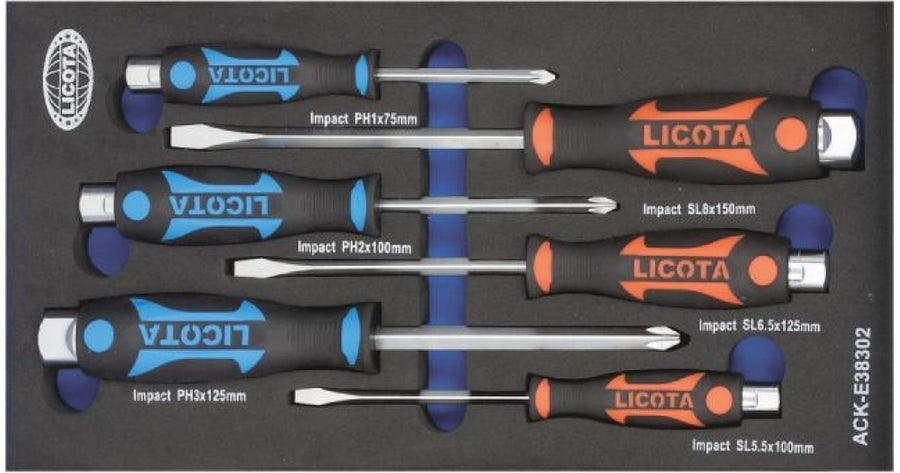 Set mousse 6 tournevis impact