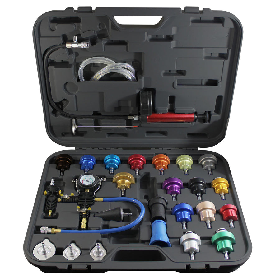 Testeur de pression radiateur avec kit pour le remplissage 32 pcs