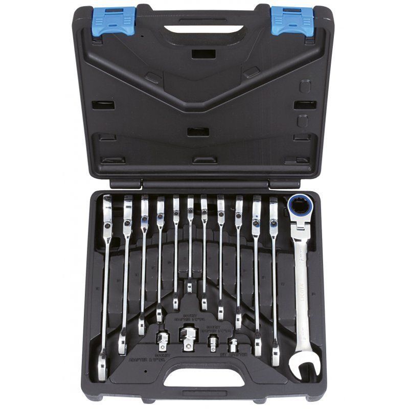 Set clés mixtes à cliquet à tête pivotante 16pcs