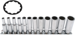 Set douilles longues 1/2'' 12 pans 12 pcs
