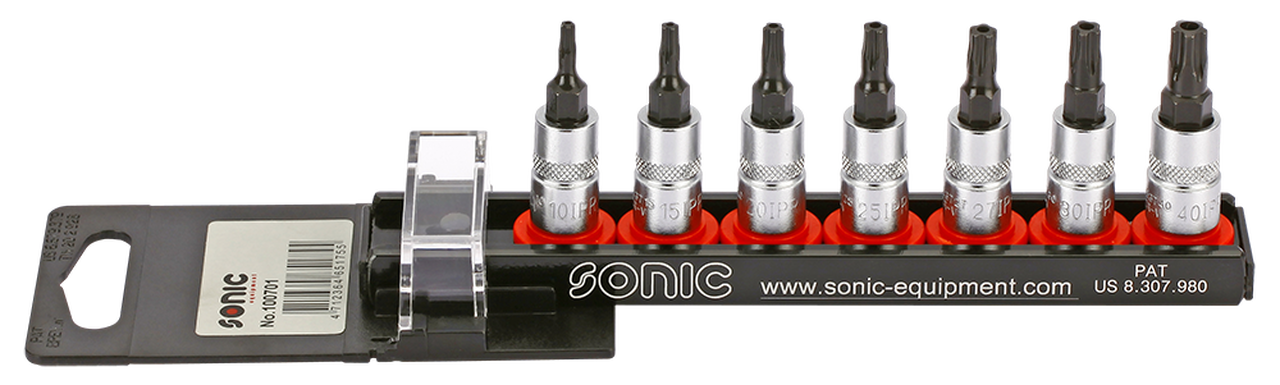 Set d'embouts Torx troué 5 pans sur douilles (7pcs-1/4")