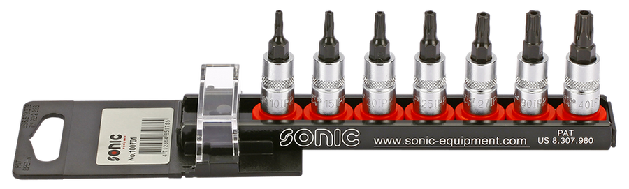 Set d'embouts Torx troué 5 pans sur douilles (7pcs-1/4")